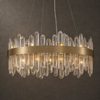 Round 2-Tier K9 Crystal Chandelier 23" — 16-Light Gold Modern Chandelier