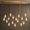 Pioggia Linear Cascade Chandelier, 17-Light Brass K9 Crystal, 55" Long