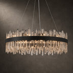 Modern Round K9 Crystal Chandelier 30" — 2-Tier, 24-Light, Black