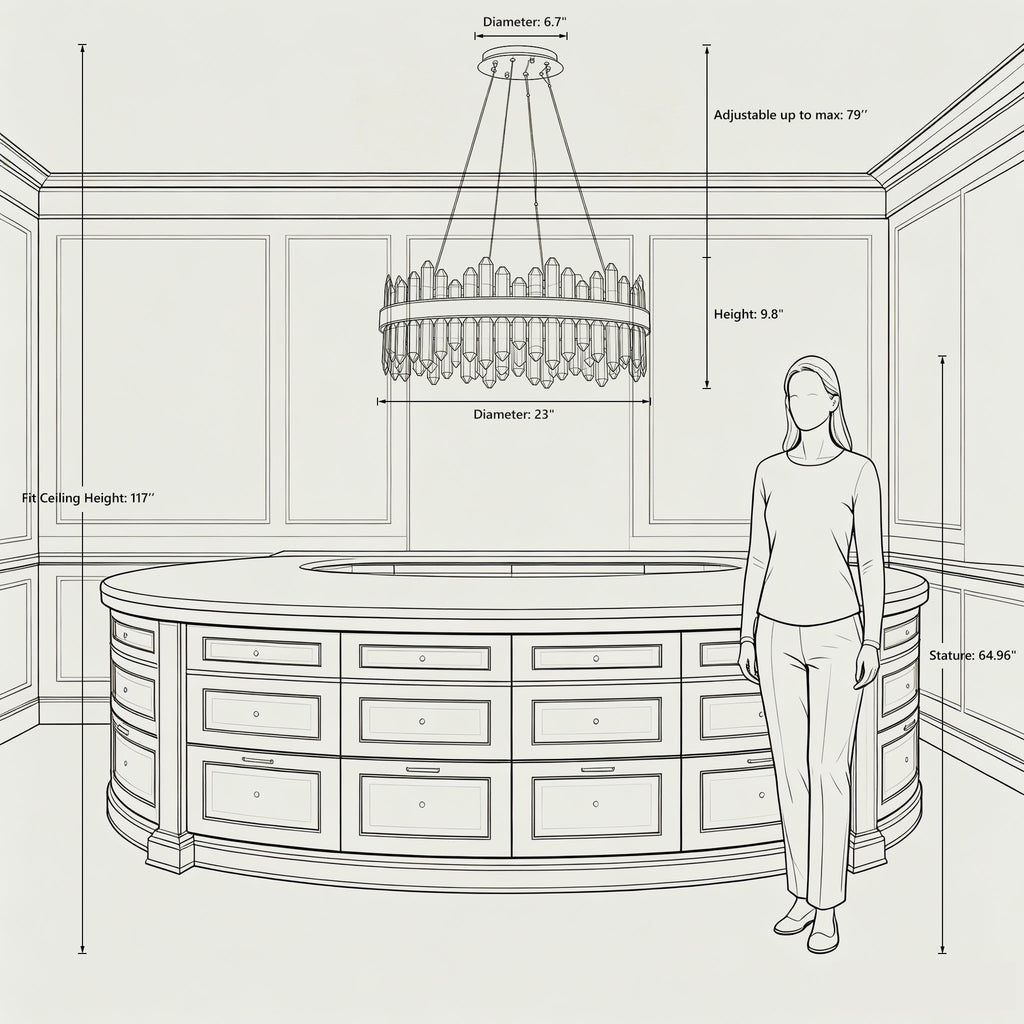 Round 2-Tier K9 Crystal Chandelier 23" — 16-Light Black Modern Chandelier