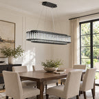 Colonna Oval Chandelier, 12-Light Black K9 Crystal, 41" Long