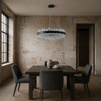 Modern Round K9 Crystal Chandelier 30" — 2-Tier, 24-Light, Black
