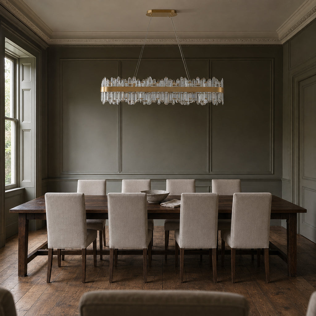 Modern Oval K9 Crystal Chandelier 45.3" — 24-Light, Gold