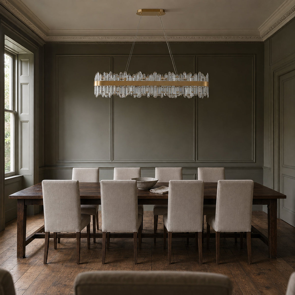 Modern Oval K9 Crystal Chandelier 45.3" — 24-Light, Gold