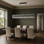 Modern Rectangular K9 Crystal Chandelier 57" — 32-Light, Black