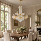 Fontana Chandelier, 2-Tier 15-Light Gold K9 Crystal, 40" Dia