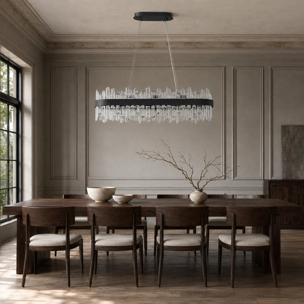 Modern Oval K9 Crystal Chandelier 35.4" — 20-Light, Black