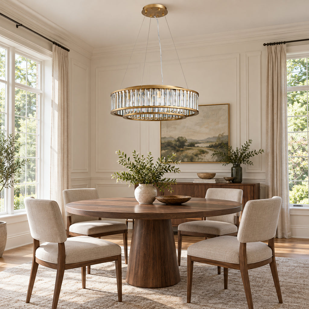 Colonna Chandelier, 2-Tier 8-Light Brass K9 Crystal, 24" Dia