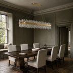 Modern Rectangular K9 Crystal Chandelier 57" — 32-Light, Gold