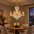 Fontana Chandelier, 8-Light Gold K9 Crystal, 32" Dia