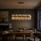 Modern Oval K9 Crystal Chandelier 35.4" — 20-Light, Gold