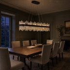 Modern Oval K9 Crystal Chandelier 45.3" — 24-Light, Black