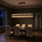 Modern Rectangular K9 Crystal Chandelier 57" — 32-Light, Black