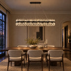 Nera Oval Chandelier, 32-Light Black K9 Crystal, 57" Long