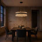 Modern Round K9 Crystal Chandelier 30" — 2-Tier, 24-Light, Black