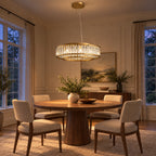 Colonna Chandelier, 2-Tier 8-Light Brass K9 Crystal, 24" Dia