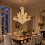 Fontana Chandelier, 2-Tier 15-Light Gold K9 Crystal, 40" Dia