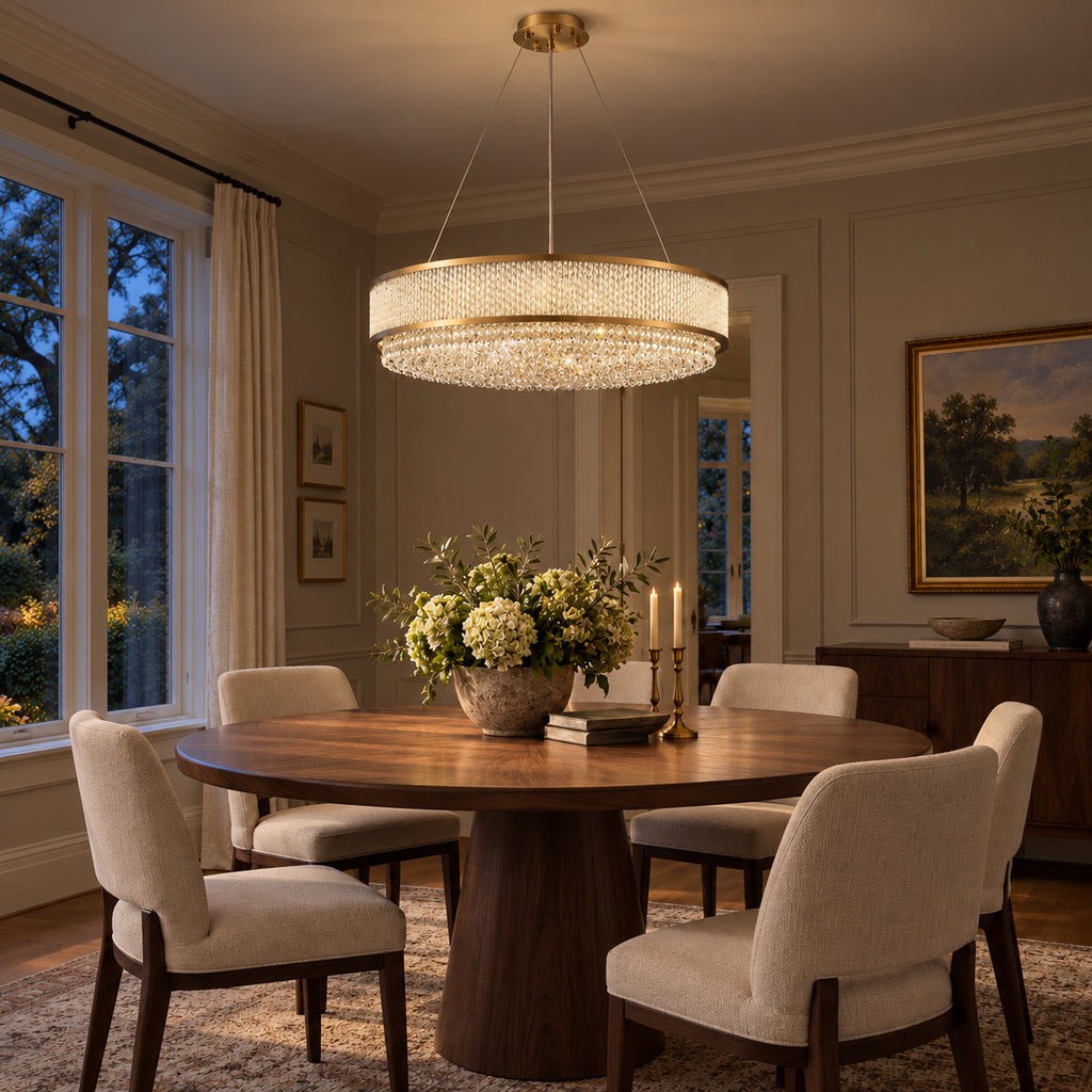 Velara Chandelier, 2-Tier 14-Light Gold K9 Crystal, 32" Dia