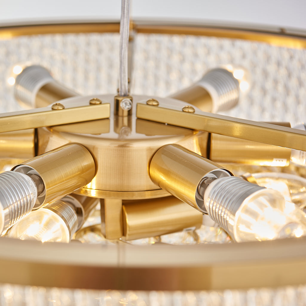 Velara Chandelier, 2-Tier 9-Light Gold K9 Crystal, 20" Dia