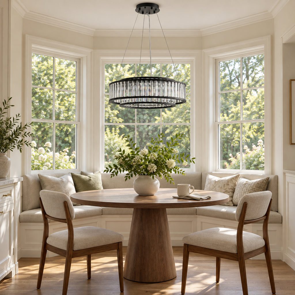 Colonna Chandelier, 2-Tier 8-Light Black K9 Crystal, 24" Dia