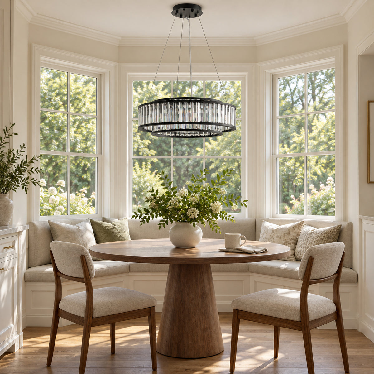 Colonna Chandelier, 2-Tier 8-Light Black K9 Crystal, 24" Dia