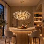 Foglia Ginkgo Leaf Chandelier, 10-Light Gold Branch, 32" Dia