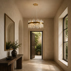 Round 2-Tier K9 Crystal Chandelier 23" — 16-Light Gold Modern Chandelier
