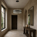 Round 2-Tier K9 Crystal Chandelier 23" — 16-Light Black Modern Chandelier