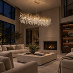 Rami Branch Chandelier, 14-Light Gold K9 Crystal, 63" Long