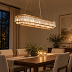 Colonna Oval Chandelier, 12-Light Brass K9 Crystal, 41" Long