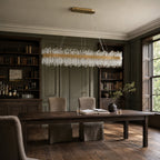Modern Rectangular K9 Crystal Chandelier 57" — 32-Light, Gold