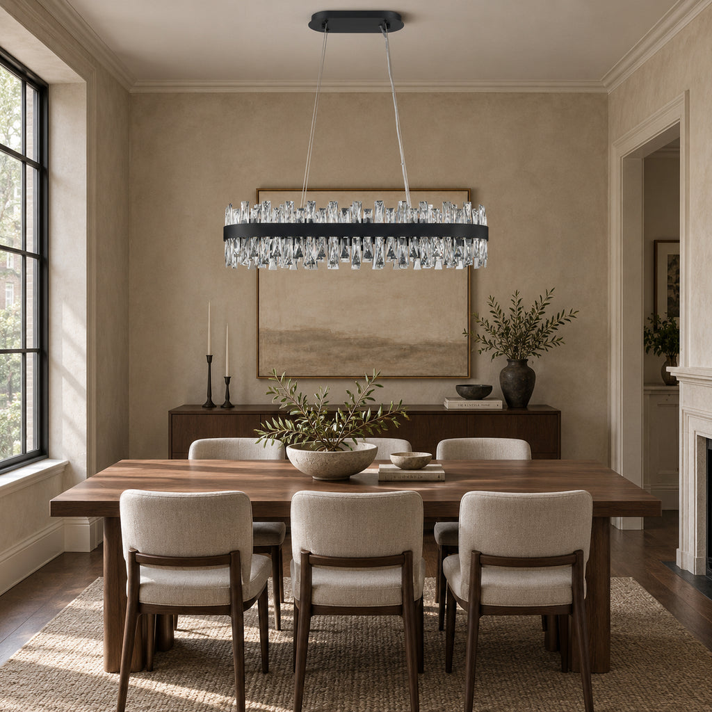 Nera Ring Chandelier, 24-Light Black K9 Crystal, 30" Dia
