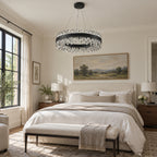 Nera Oval Chandelier, 20-Light Black K9 Crystal, 35" Long