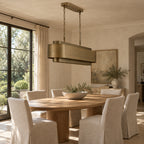 Lamina Oval Drum Chandelier, 12-Light Brushed Brass, 40" Long