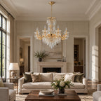 Fontana Chandelier, 8-Light Gold K9 Crystal, 32" Dia