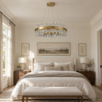 Corona Ring Chandelier, 24-Light Gold K9 Crystal, 30" Dia