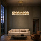Modern Oval K9 Crystal Chandelier 45.3" — 24-Light, Gold