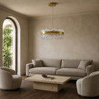 Round 2-Tier K9 Crystal Chandelier 23" — 16-Light Gold Modern Chandelier