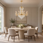 Fontana Chandelier, 8-Light Gold K9 Crystal, 32" Dia