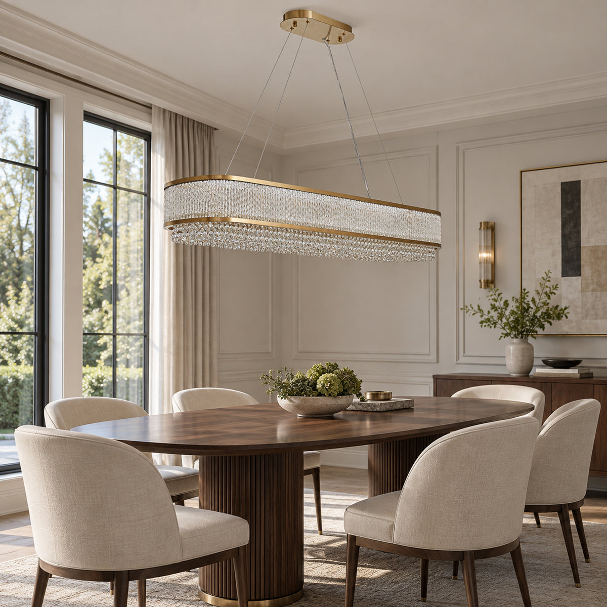 Velara Oval Chandelier, 18-Light Gold K9 Crystal, 47.2" Long