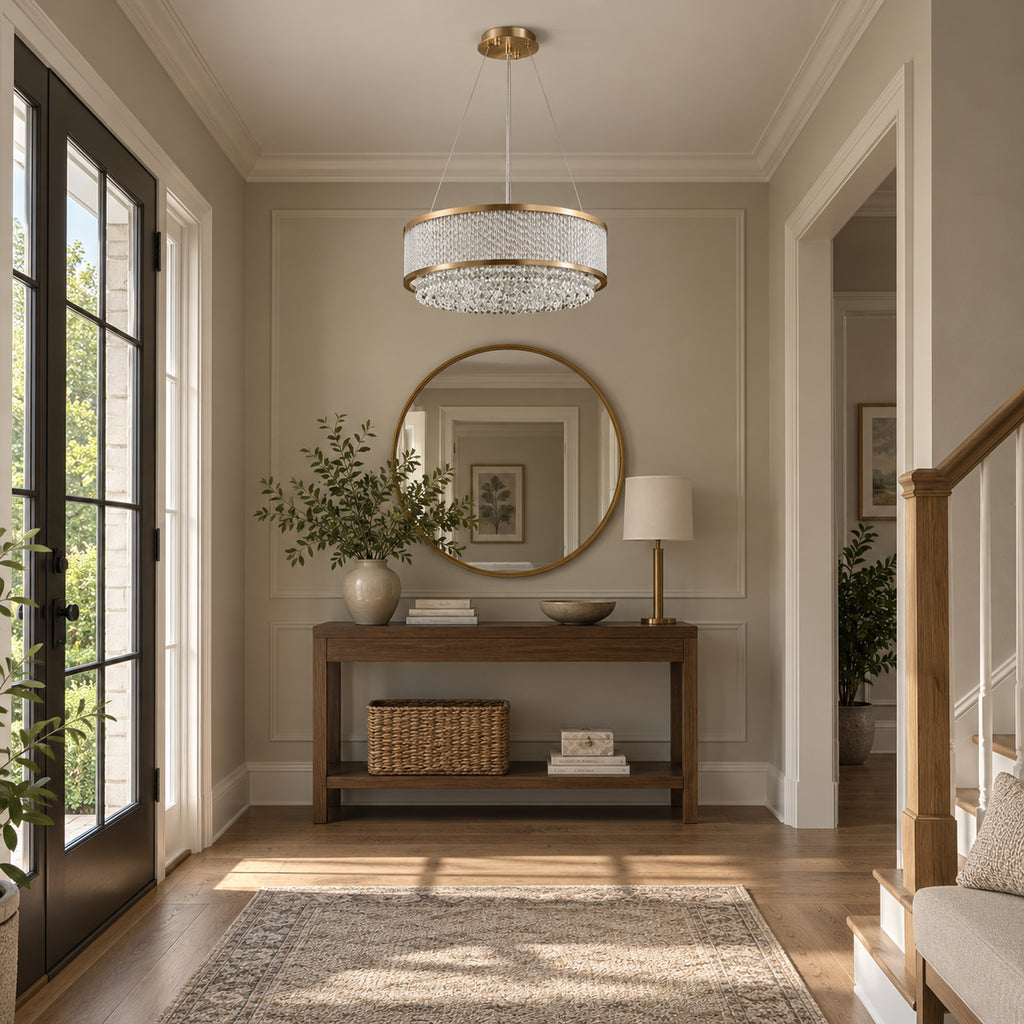 Velara Chandelier, 2-Tier 9-Light Gold K9 Crystal, 20" Dia