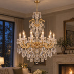 Aurelia Chandelier, 10-Light Brass K9 Crystal, 30" Dia