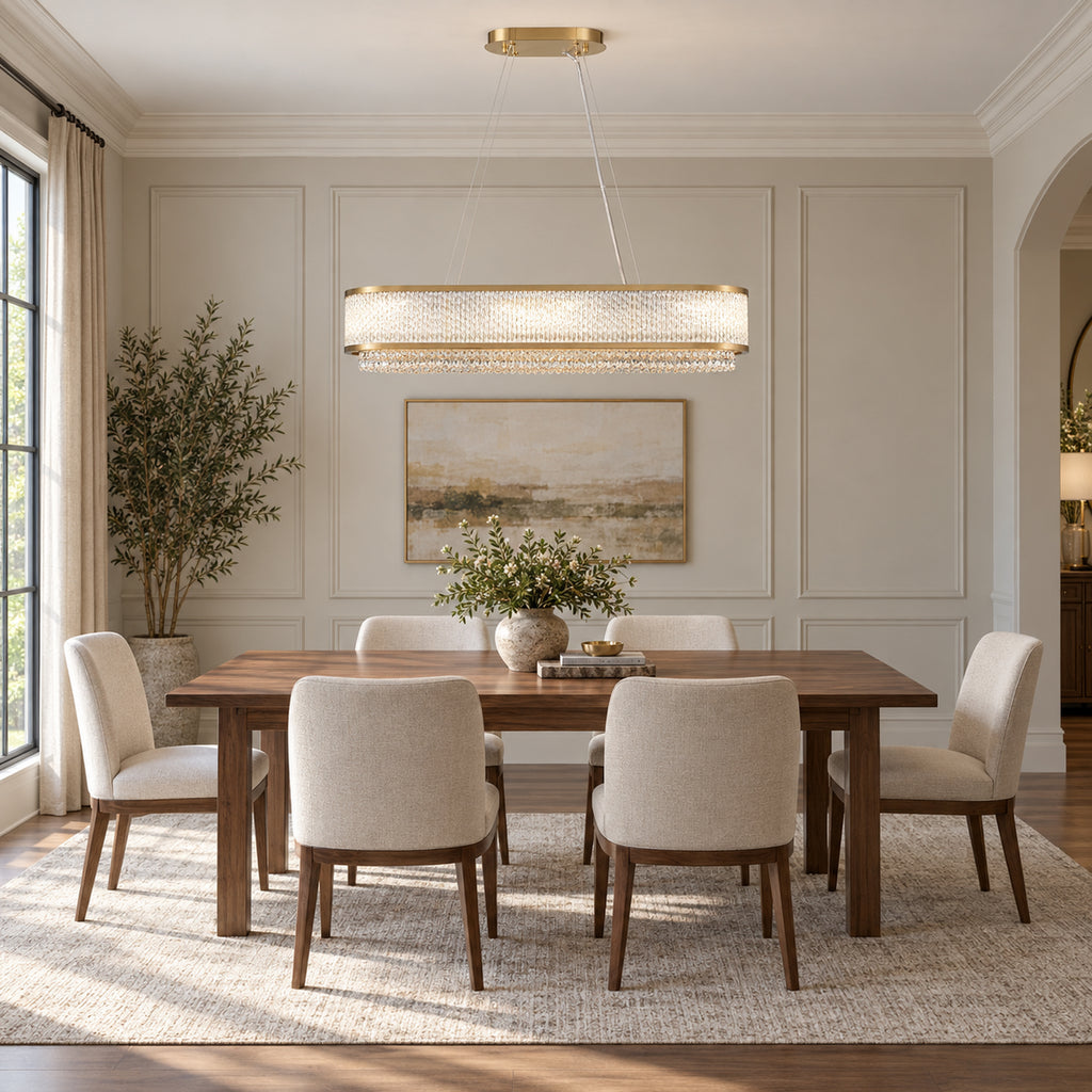Velara Oval Chandelier, 12-Light Gold K9 Crystal, 34.5" Long
