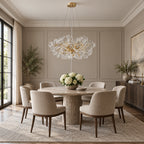 Foglia Ginkgo Leaf Chandelier, 10-Light Gold Branch, 32" Dia