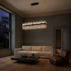 Modern Oval K9 Crystal Chandelier 45.3" — 24-Light, Black