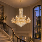 Fontana Chandelier, 2-Tier 15-Light Gold K9 Crystal, 40" Dia