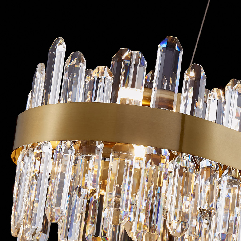 Modern Oval K9 Crystal Chandelier 35.4" — 20-Light, Gold