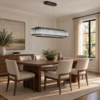 Colonna Oval Chandelier, 12-Light Black K9 Crystal, 41" Long