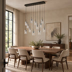 Pioggia Linear Cascade Chandelier, 12-Light Black K9 Crystal, 39" Long