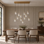 Pioggia Linear Cascade Chandelier, 12-Light Brass K9 Crystal, 39" Long